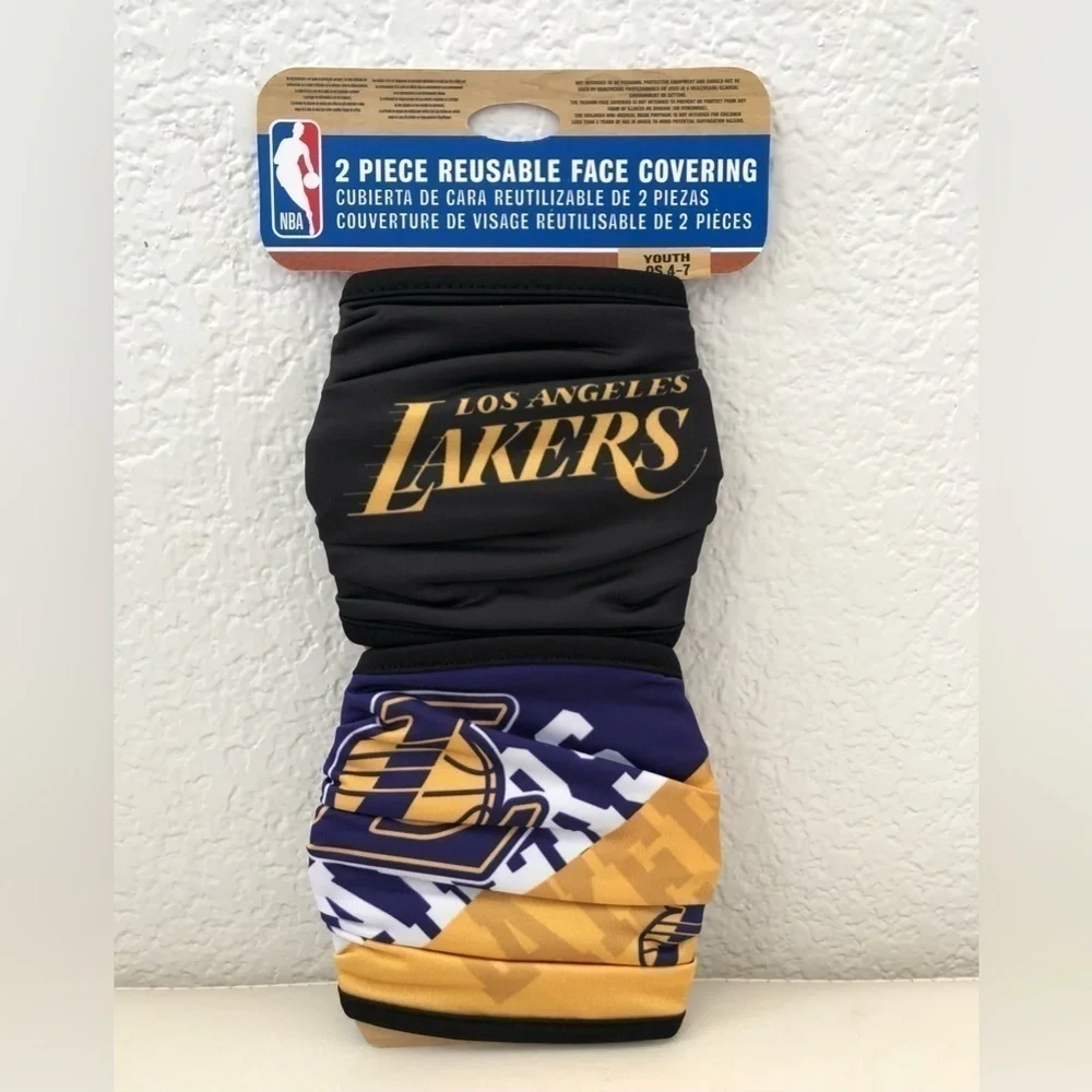NEW NBA Los Angeles Lakers 2 Piece Reusable Face Covering